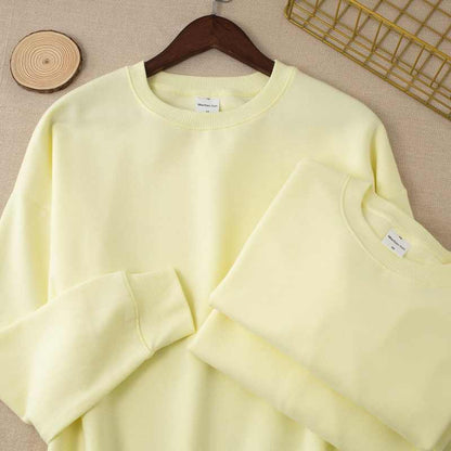 Pull col rond jaune pâle femme