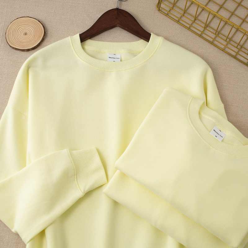 Pull col rond jaune pâle femme