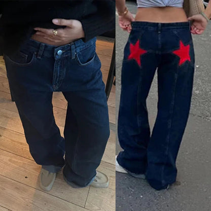 Jean Bootcut Femme - Pantalon en Denim Imprimé Léopard & Étoiles - VoltÉlan