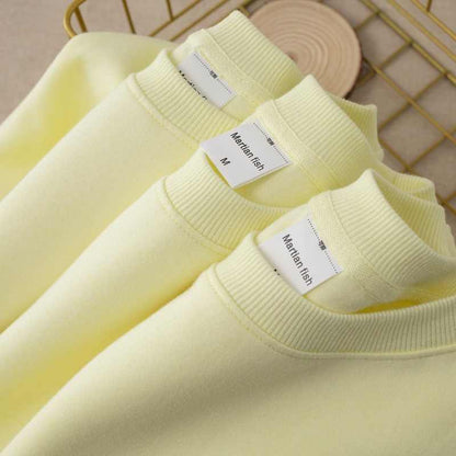 Pull col rond jaune pâle femme