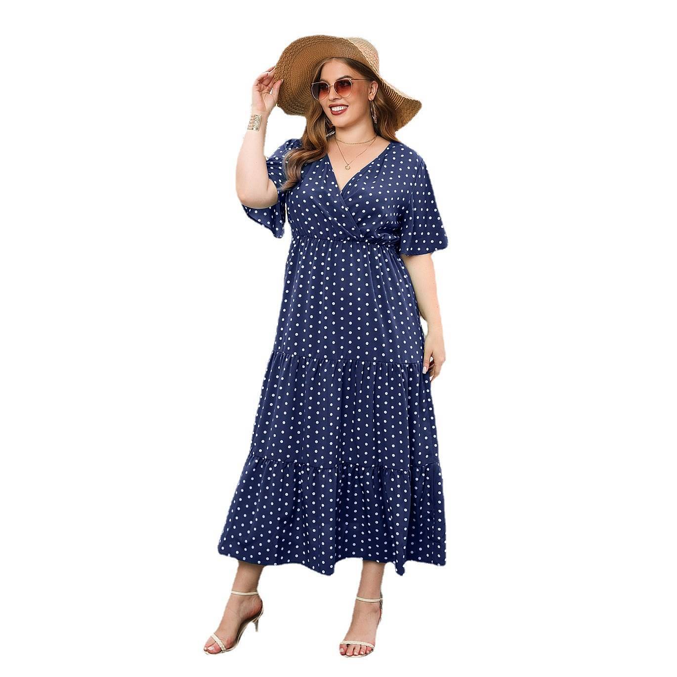 Robe vacances grande taille décontractée à pois pour femme - VoltÉlan