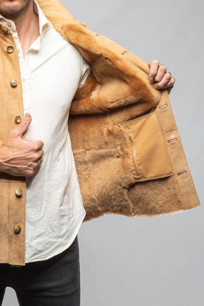 AW Shearling Shirt Jacket In Anticato