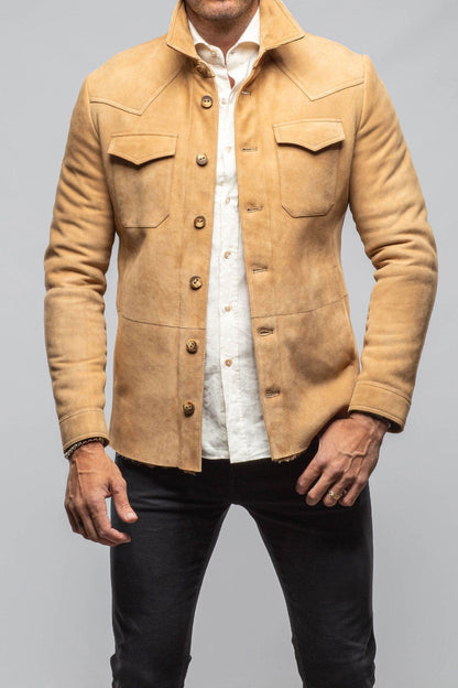 AW Shearling Shirt Jacket In Anticato